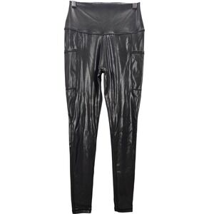 CVG Black Liquid Metallic High Waisted Leggings with Pockets Squat Approved S